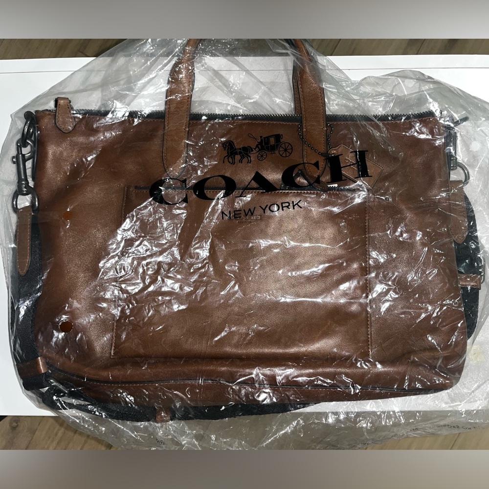 Coach brown leather briefcase.